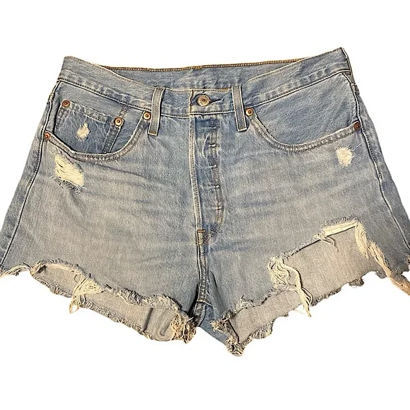 Levi’s 501 distressed cutoffs jean shorts button fly